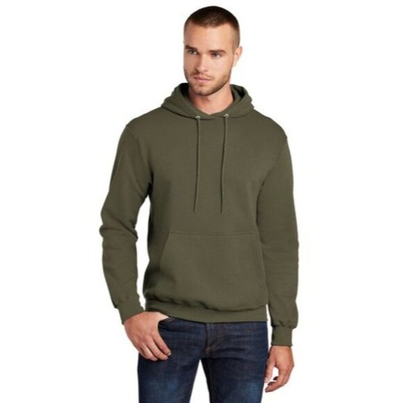 Port & Company Core Fleece Pullover Hooded Sweatshirt in Olive Green Size Medium - Picture 1 of 7